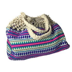 BOHO Shouder bag  Multi-Color Crochet Woven Braided Tote